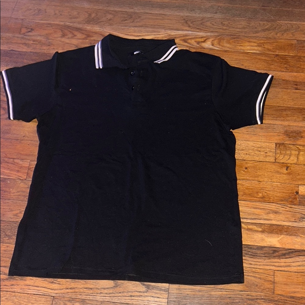 Black Polo Shirt with White Trim